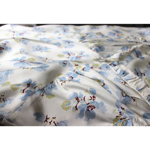 Doen Sandia Floral Ruffle Silk Blend Twill Midi Dress, New, Size 4 - Picture 4 of 13